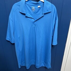 Mens Cutter&Buck CB Drytec Short Sleeve Golf Casual Polo Shirt Mens Size XL Blue